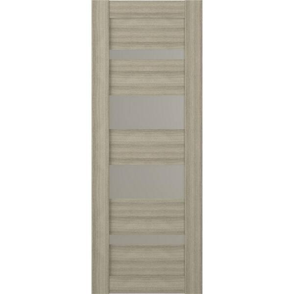Belldinni Mirella 24 in. x 96 in. No Bore 5-Lite Solid Core Frosted Glass Shambor Finished Wood Composite Interior Door Slab