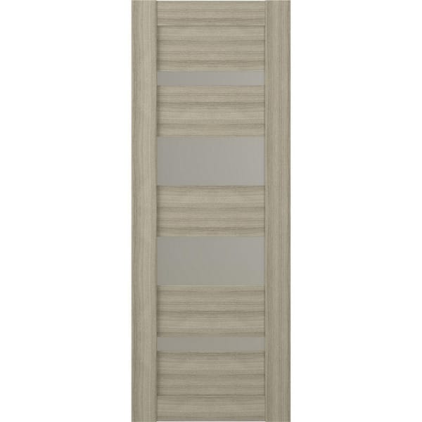 Belldinni Mirella 30 in. x 96 in. No Bore 5-Lite Solid Core Frosted Glass Shambor Finished Wood Composite Interior Door Slab