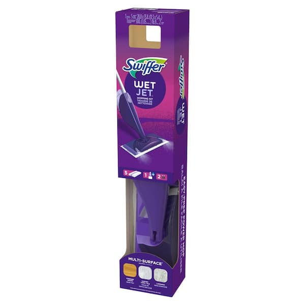 Swiffer WetJet Wood Spray Mop Starter Kit (1-WetJet, 5-Pads, Cleaning  Solution and Batteries) 079168938788 - The Home Depot