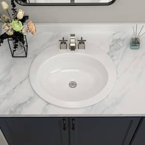 20 in. Oval Drop-In Bathroom Sink in White Ceramic with 3 Faucet Hole