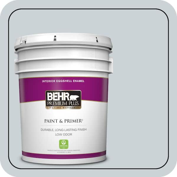 BEHR PREMIUM PLUS 5 gal. #N490-1 Absolute Zero Eggshell Enamel Low Odor Interior Paint & Primer