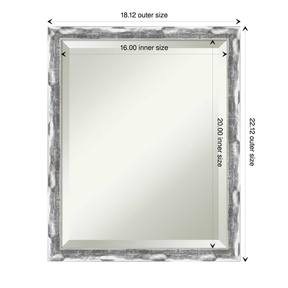 Scratched Wave Chrome Rectangular Wall Mirror - 18 x 22 Inches