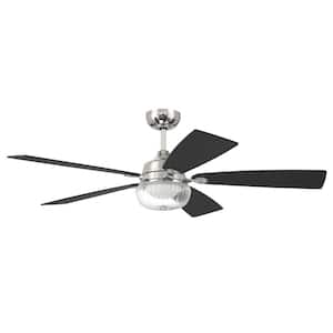 Chandler 52 in. Indoor Polished Nickel Finish Ceiling Fan with Smart Wi-Fi Enabled Remote and Integrated LED Light Kit