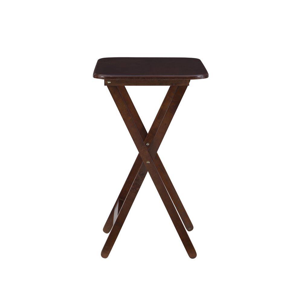 Hampden 5-Piece Folding Tray Table 15.72 in. Cherry Rectangle Wood End Table with Stand - thumbnail 10