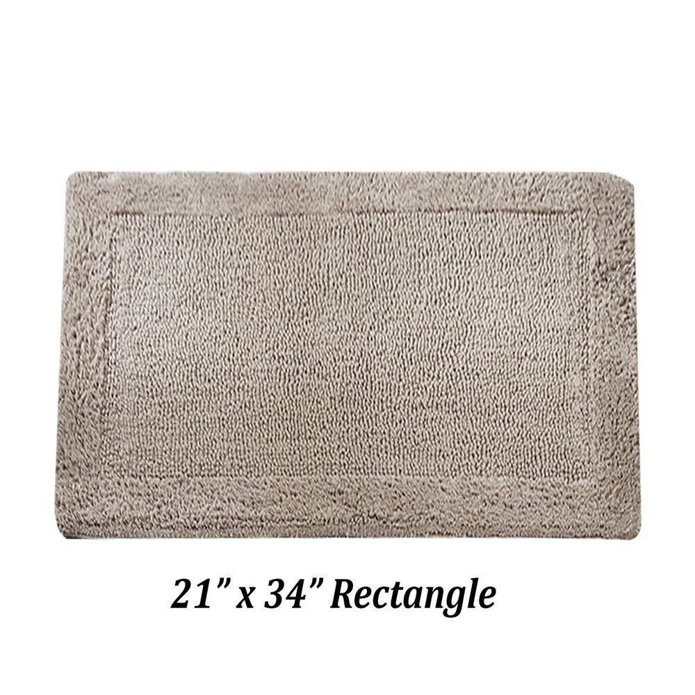 Edge Collection Beige 100% Cotton Reversible Bath Rug 21" x 34"