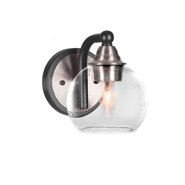 Unbranded Madison 5.75 in. 1-Light Matte Black and Brushed Nickel Wall Sconce with Standard Shade