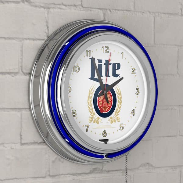Miller Lite Blue Retro Lighted Analog Neon Clock ML8R-HD