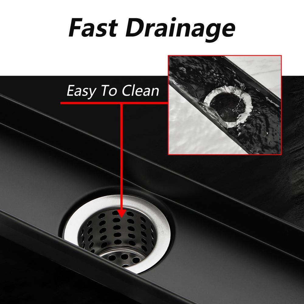 32-Inch Matte Black Stainless Steel Linear Shower Drain