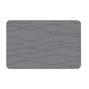 15.4 in. x 23.6 in. Stone Bath Mat, Quick Drying Bathroom Floor Mat, Natural, Easy to Clean, Dark Gray