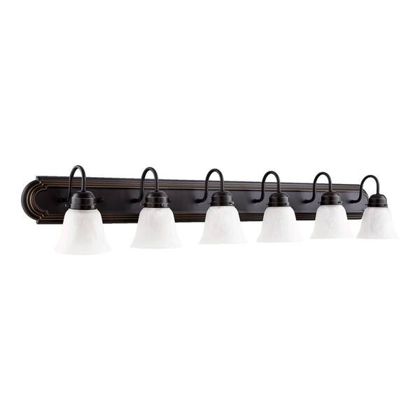 Quorum INTERNATIONAL Traditional 48 in. W 6-Lights Old World Vanity Lights with Faux Alabaster Glass