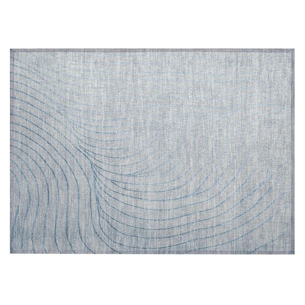 Chantille Machine Washable Indoor/Outdoor Abstract ACN2107 Sky 1 ft. 8 in. x 2 ft. 6 in. Accent Rug