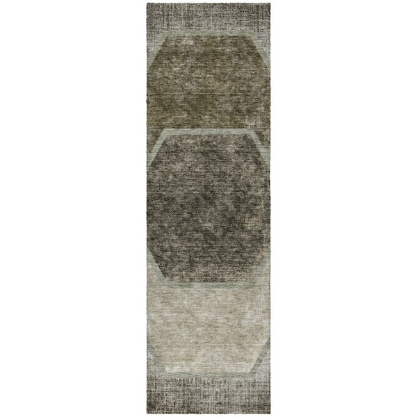 Dream Shag Premium Machine Washable Abstract ADS679 Taupe 2 ft. x 7 ft. Runner Rug