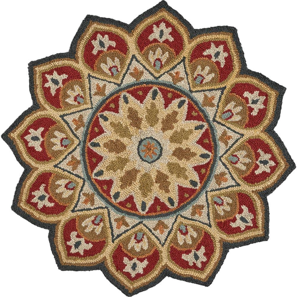 Seth Floral Red 4 ft. x 4 ft. Tufted Bloom Flower Shape Area Rug
