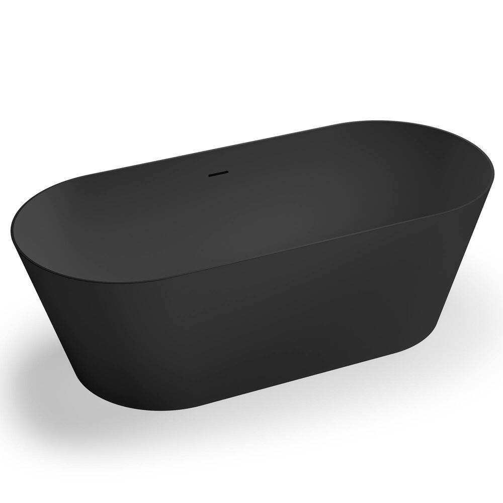 Canali 67 in. x 30 in. Freestanding Soaking Oval Bathtub in Matte Black epiStone Solid Surface with center drain price history on PriceWatchPro