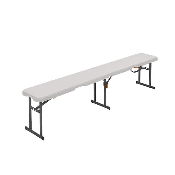 6 ft. Steel Frame Almond  Portable Folding Bench for Indoor/Outdoor Seating