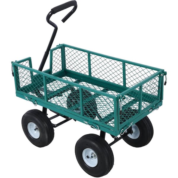 Otryad Steel Garden Cart, Steel Mesh Removable Sides, 3 cu. ft., 550 lbs. Capacity, Serving Cart