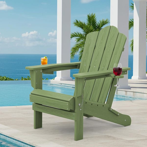 JEAREY Classic Avocado Green Folding Plastic Adirondack Chairs