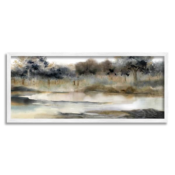 The Stupell Home Decor Collection Trees by Lakeside Landscape Design by Carol Robinson Framed Abstract Art Print 24 in. x 10 in.