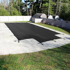 Mesh 16 ft. x 32 ft. Black In Ground Pool Safety Cover With Center Step