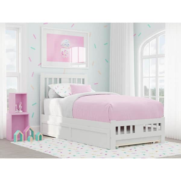 Tahoe Twin Bed with Footboard and Twin Trundle in White