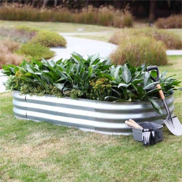 47.2 in. x 23.6 in. Outdoor Steel Raised Garden Bed Planter Box, Silver