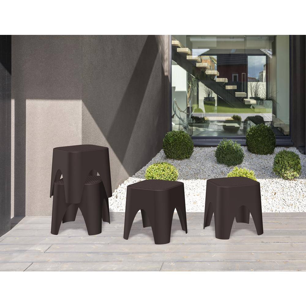 Mallorca Brown Stackable Resin Outdoor Accent Table Set