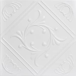 Diamond Wreath 1.6 ft. x 1.6 ft. Glue Up Foam Ceiling Tile in White Heron