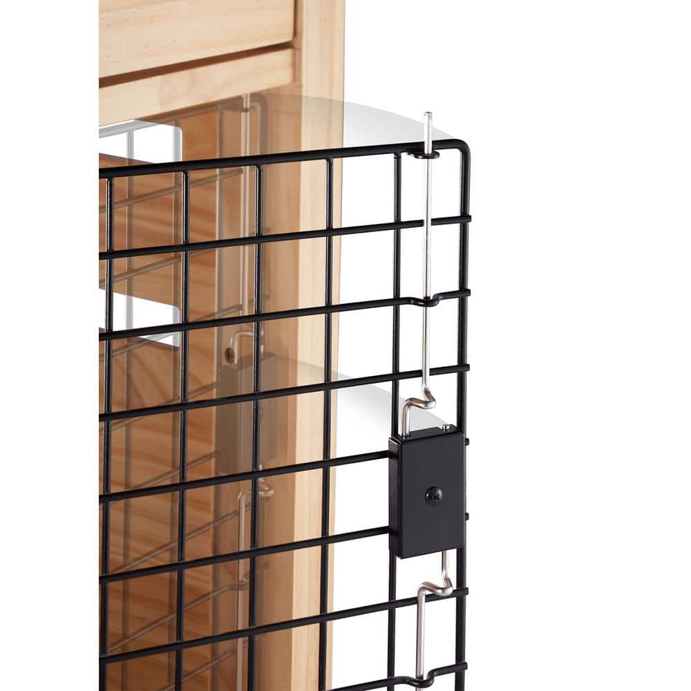 Small Beige and Brown Pine Wood Pet Crate End Table