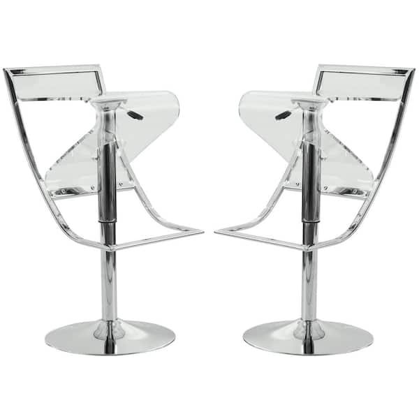 Leisuremod Napoli 31 in. Clear Metal Bar Stool with Acrylic Seat (Set of 2)