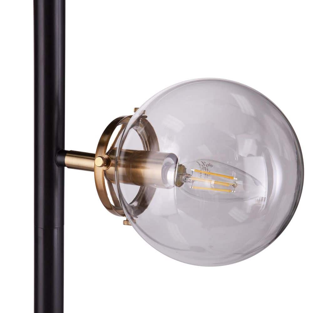 Boltonly Black and Gold 3-Light Floor Lamp with Glass Globes