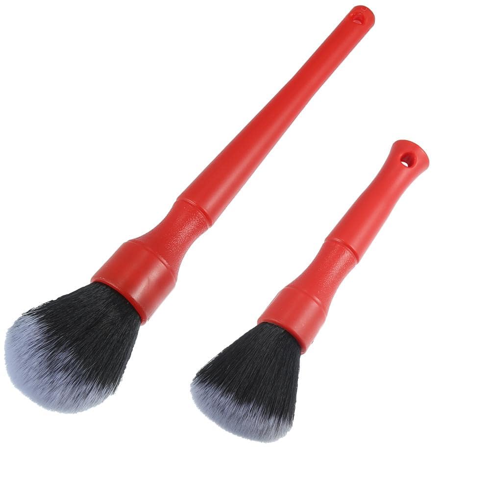 2pcs Car Detailing Brush Set Soft Synthetic Bristles PBT Car Cleaning Brush Red 155mm 230mm