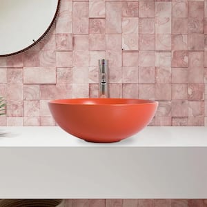 Matt Hermes Orange Ceramic Countertop Round Bathroom Vessel Sink