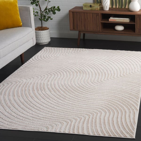 Archway 9 ft. x 12 ft. Ivory/Ivory Abstract Swirls Area Rug