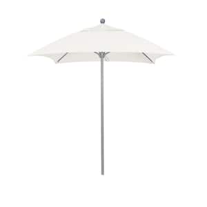 6 ft. Grey Woodgrain Aluminum Commercial Market Patio Umbrella Fiberglass Ribs and Push Lift in Natural Sunbrella