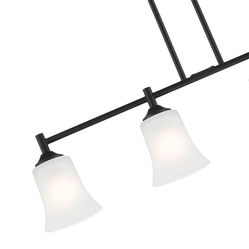 Bronson Matte Black Flared Frosted Glass 34" Island Light