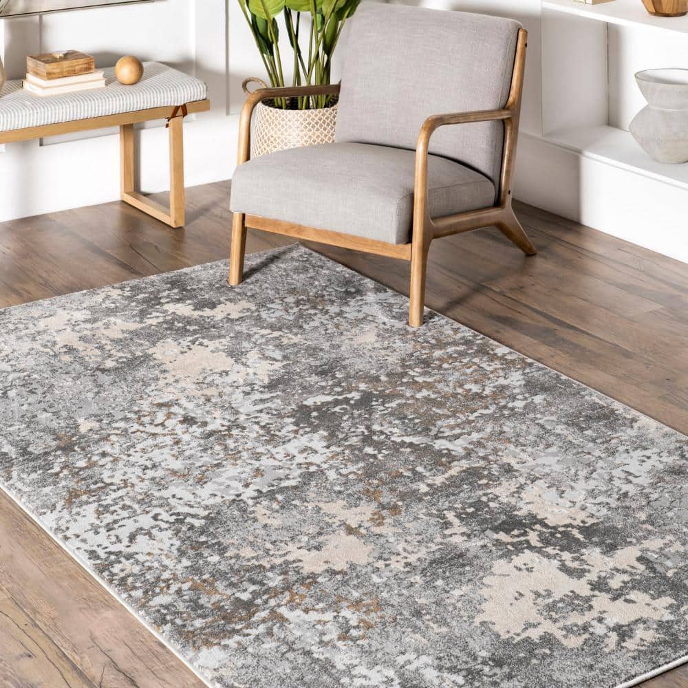 Gray Abstract Recycled Synthetic 5x8 Area Rug