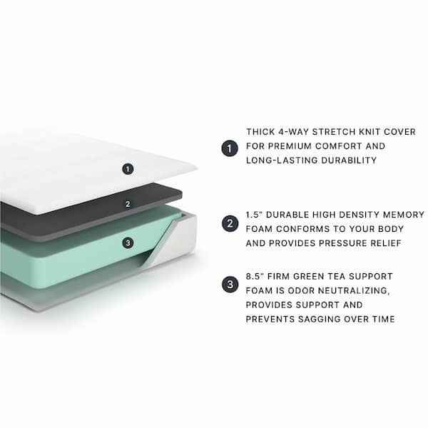 10 in. Chime Memory Foam Twin Firm Memory Foam 10 in. Bed-in-a-Box Mattress