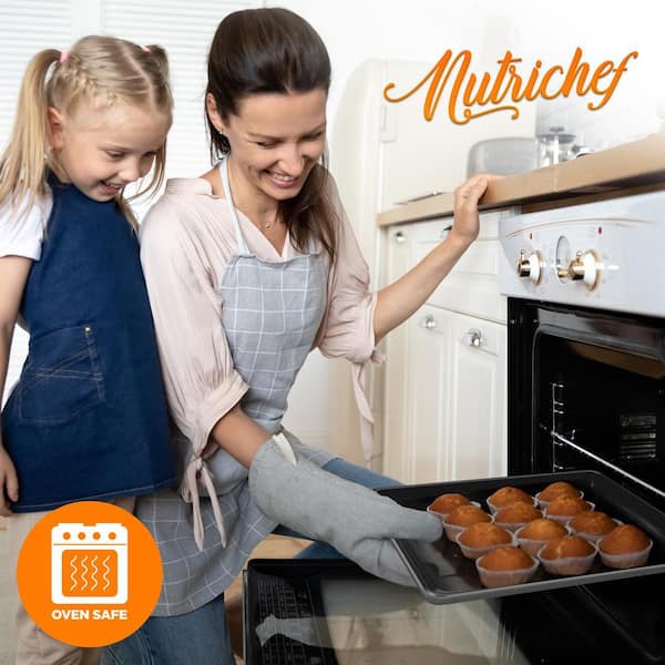 Nutrichef 8-Piece Nonstick Stackable Bakeware Set Baking Tray Set w/ Non-Stick Coating (Gray)