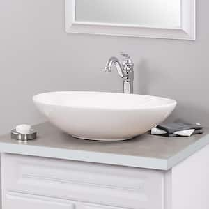 Vessel Sink in White with Faucet in Chrome White