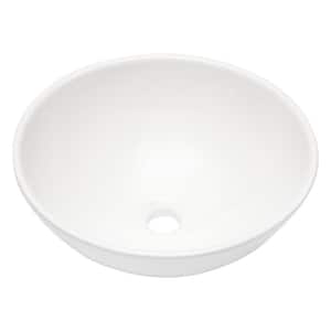 16 in. x 16 in. White Ceramic Round Vessel Sink