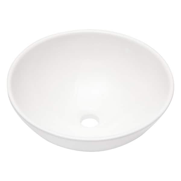 Unbranded 16 in. x 16 in. White Ceramic Round Vessel Sink