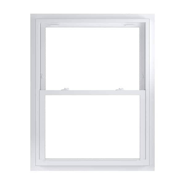 American Craftsman 37.75 in. x 48.75 in. 70 Series White Double Hung Low-E Argon Glass Vinyl Fin with J Window, Screen Incl