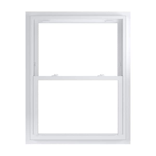 American Craftsman 37.75 in. x 48.75 in. 70 Series Low-E Argon Glass Double Hung White Vinyl Fin with J Window, Screen Incl