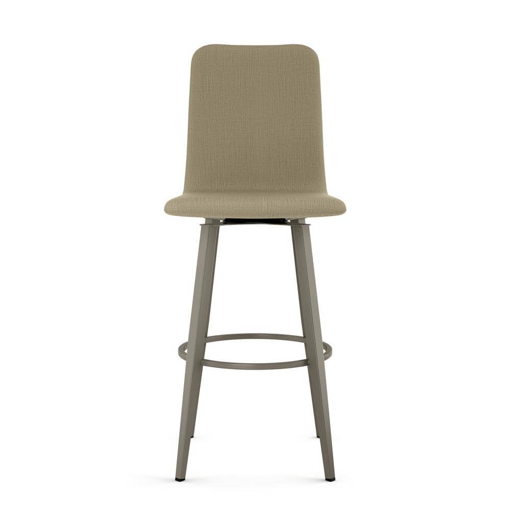 Sophisticated Beige Fabric & Grey Metal Swivel Bar Stool