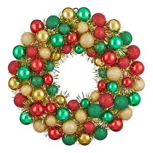 18 in Red Green Gold Ornament Wreath
