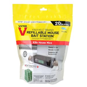 Fast-Kill Refillable Mouse Bait Station with 20 Bait Blocks (0.75 oz.)
