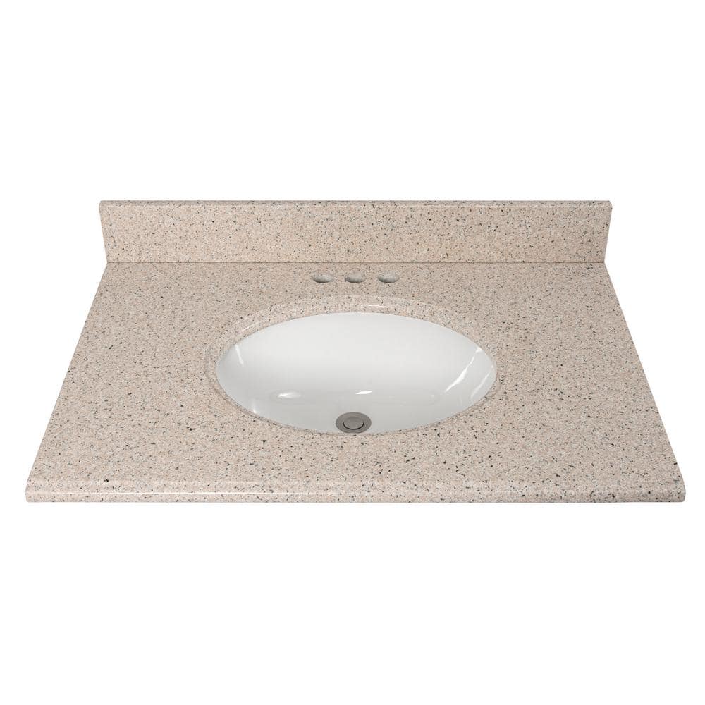Home Decorators Collection 31 in. W x 22 in D Granite White Round Single Sink Vanity Top in Beige -  GT31BG-O4IN