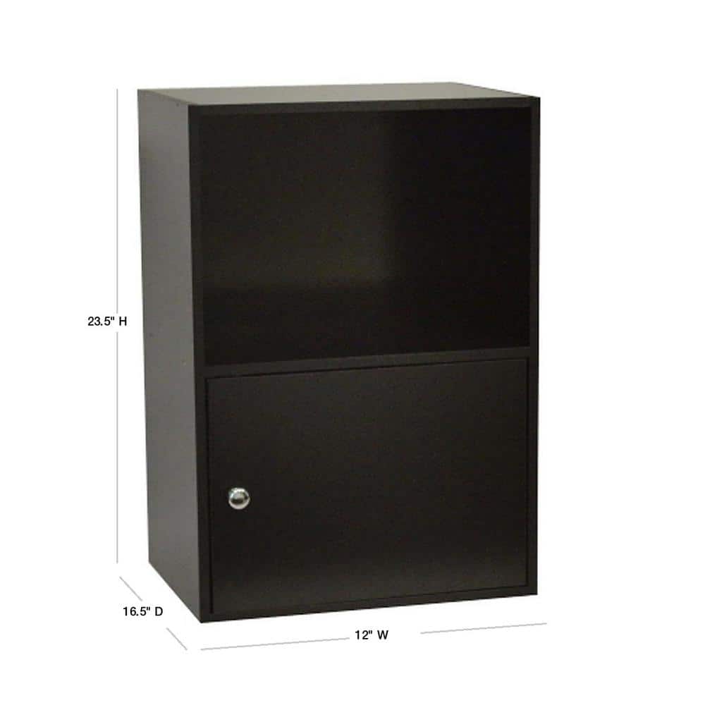Black Compact Office Storage Cabinet with Chrome Knob