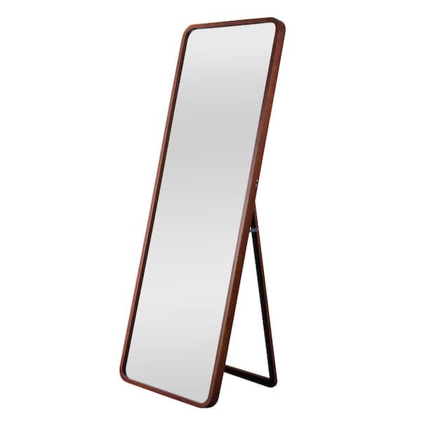 Dovelina Oversized Brown Wood Shelves & Drawers Classic Mirror (64 in. H X 21 in. W)