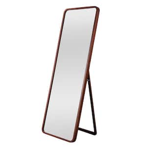 Oversized Brown Wood Shelves & Drawers Classic Mirror (64 in. H X 21 in. W)